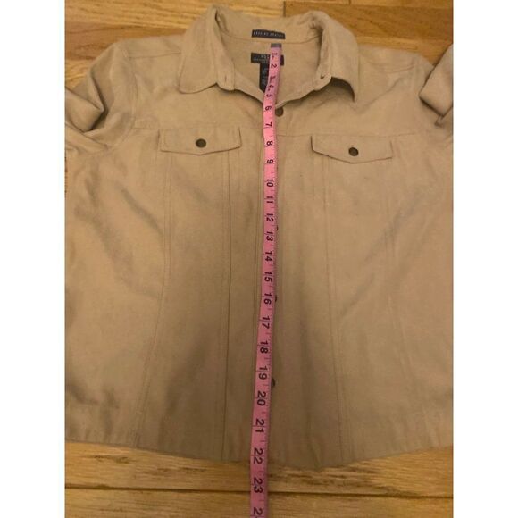 Crazy Horse, Liz Claiborne, tan button up long sleeve collared jacket size PL - Picture 8 of 8